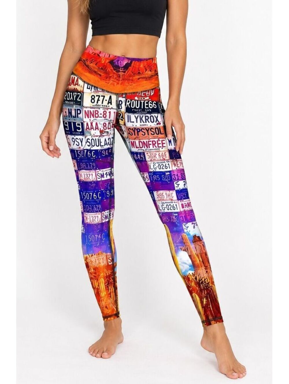 Niyama Sol ZZYZX Barefoot Leggings XS NWT License Plate Road Trip Yoga Boho